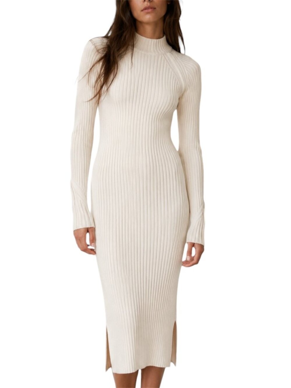 S Lulus Irresistible Feelings Ivory Fuzzy Knit Midi Sweater Dress